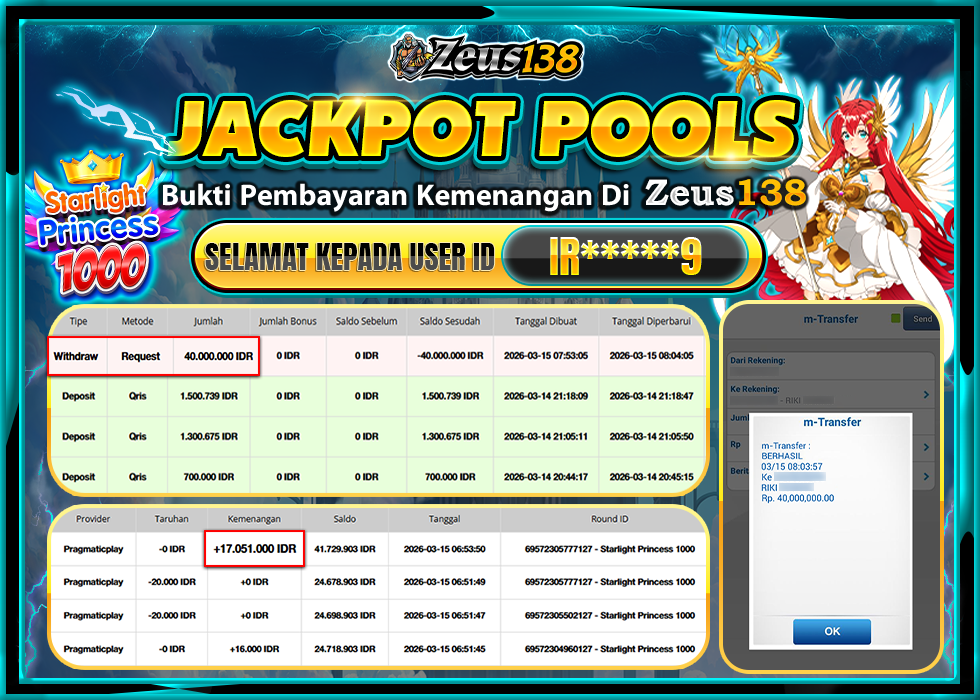 ZEUS138 STARLIGHTPRINCESS1000 Rp40,000,000